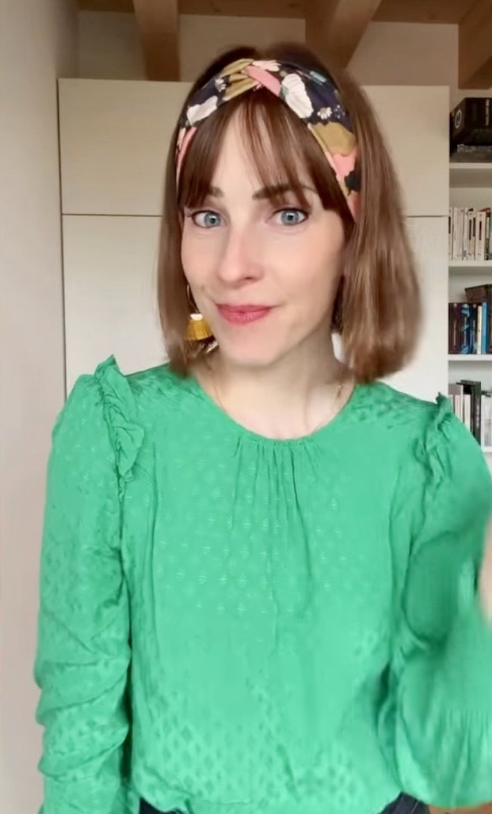 Bob wig with bangs styled with a headband